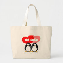 Be Mine Penguins Tote Bags