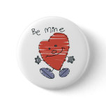 Be Mine Scribbles Heart Pinback Buttons