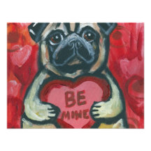 Be Mine Valentine Pug Custom Invites