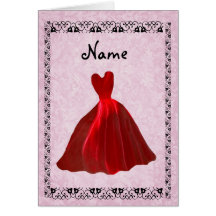 Be My Bridesmaid Invitation RED Velvet Gown  2 Greeting Cards