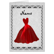 Be My Bridesmaid Invitation - RED Velvet Gown Greeting Cards