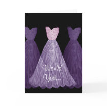 Be My Bridesmaid - PURPLE Dresses Wedding Card