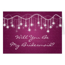 Be My Bridesmaid Shimmering Stars Berry Pink Card