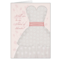 Be My Maid of Honour Lace Gown Coral Greeting Cards