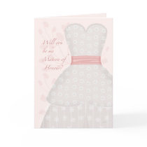 Be My Matron of Honour Lace Gown Coral Greeting Cards