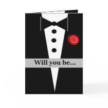 Be My Pageboy Card with Tux and Rose