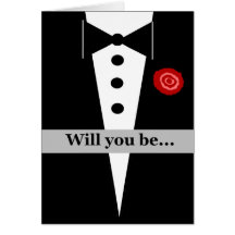 Be My Pageboy Card with Tux and Rose