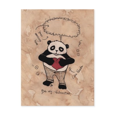 Be my Valentine, Panda. Postcards by mjoart