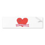 Be my valentine with red heart bumper sticker