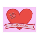 Be my valentine with red heart postcard