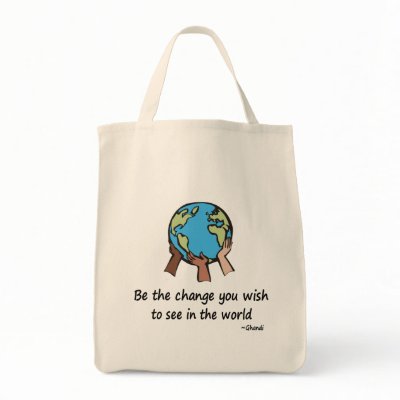 Be the change totebag by holiday_tshirts