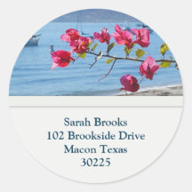 Beach Address Labels Round Sticker