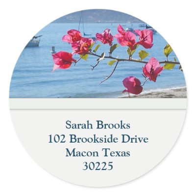 Beach Address Labels Round Sticker by KELLBELL535