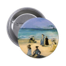 Beach at Boulogne by Manet, Vintage Impressionism Pins