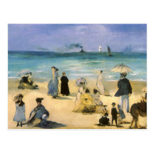 Beach at Boulogne by Manet, Vintage Impressionism Post Cards