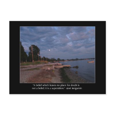 Beach At Dusk and Bergamin Quote Post Card by godless_heathen