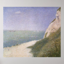 Beach at Honfleur by Seurat, Vintage Pointillism Poster