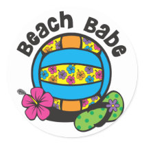 Beach Babe Volleyball Stickers