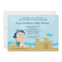 Beach Baby Sand Castle Boy Baby Shower 5x7