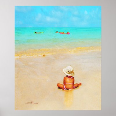 Beach Baby watercolor painting poster by eyecontact