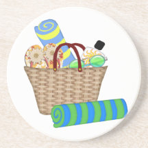Beach Bag, Towels and Flip Flops Coaster
