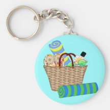 Beach Bag, Towels and Flip Flops Key Chain