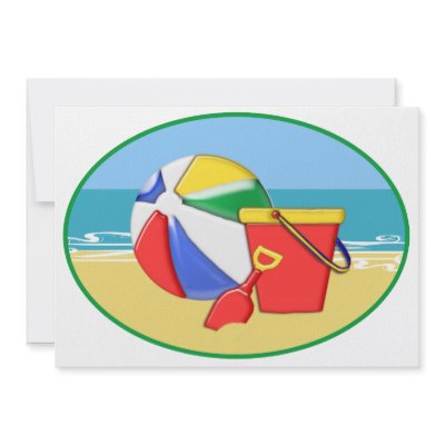 Beach Ball, Pail & Shovel at the Shore by ElainePlesser