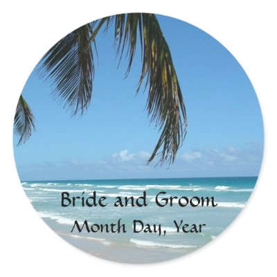 Beach - Blue Water and White Sand Round Sticker by TrevorStar