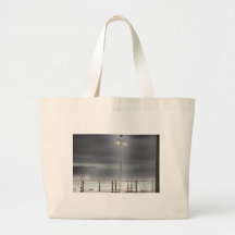 Beach Boardwalk Lamp Post Ocean Background HDR Tote Bag