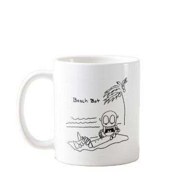 Beach Bot Coffee Mugs by RobotsArePeopleToo