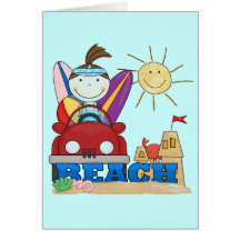 BEACH Brunette Girl T-shirts and Gifts Card