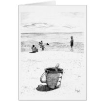Beach Bucket Greeting Cards