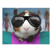 Beach bum guinea pig personalized invite