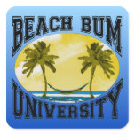 Beach Bum University Square Sticker