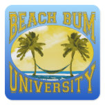 Beach Bum University Square Sticker