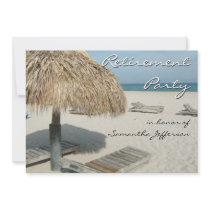 Beach Cabana Scene Retirement Party Invitations