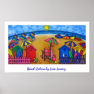Beach Colours Painting Print by LisaLorenzPaintings