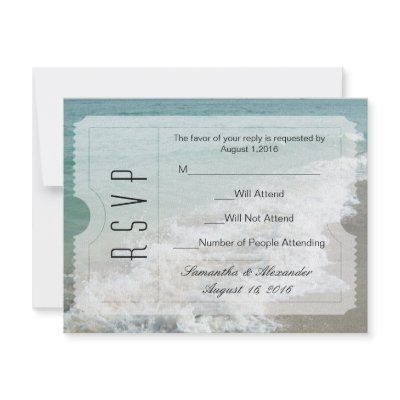 Beach Destination Wedding Ticket Invitation RSVP by CustomInvites