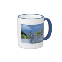 Beach Fence & Dunes Christmas Greetings Mugs