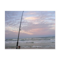 Beach Fishing at Sunset Postcards
