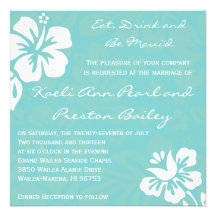 Beach Flowers - Teal Personalized Invitations