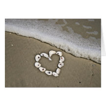 Beach Heart in Seashells Cards