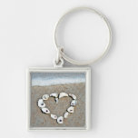 Beach Heart in Seashells Romantic Design Keychains