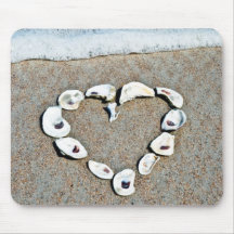 Beach Heart in Seashells Romantic Design Mouse Mat