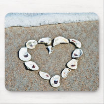 Beach Heart in Seashells Romantic Design Mouse Mat