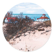 Beach house round stickers