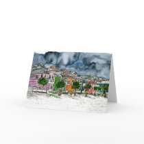 beach houses tropical art drawing