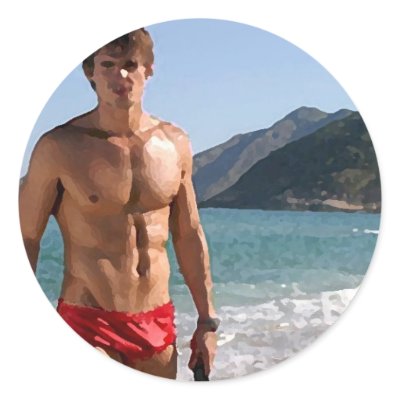 Beach Hunk Stickers by markthaler