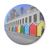 Beach Huts in Bournemouth Refrigerator Magnet