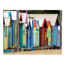 Beach Huts Melbourne Postcard